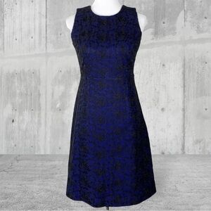 Lands End Women's 16P Dress Black Lace Blue Lining Sleeveless Knee Length Dress